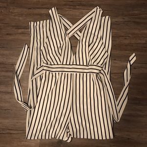 NWT black and white striped jumpsuit